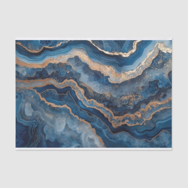 Papel De Seda Preciosa ágata de cristal en tonos azules (Anverso)