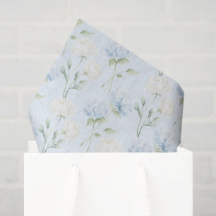 Papel De Seda Preciosa Boda de Flores Azules de Hortensia