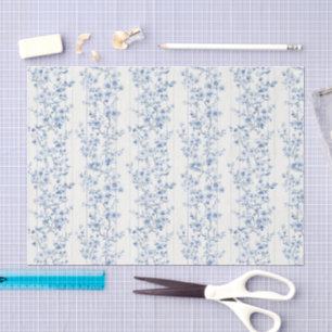 Papel De Seda Preciosa Despedida de Soltera Floral Blanco Azul 