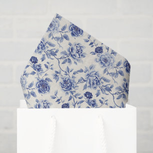 Papel De Seda Preciosas Flores Azules Despedida de Soltera
