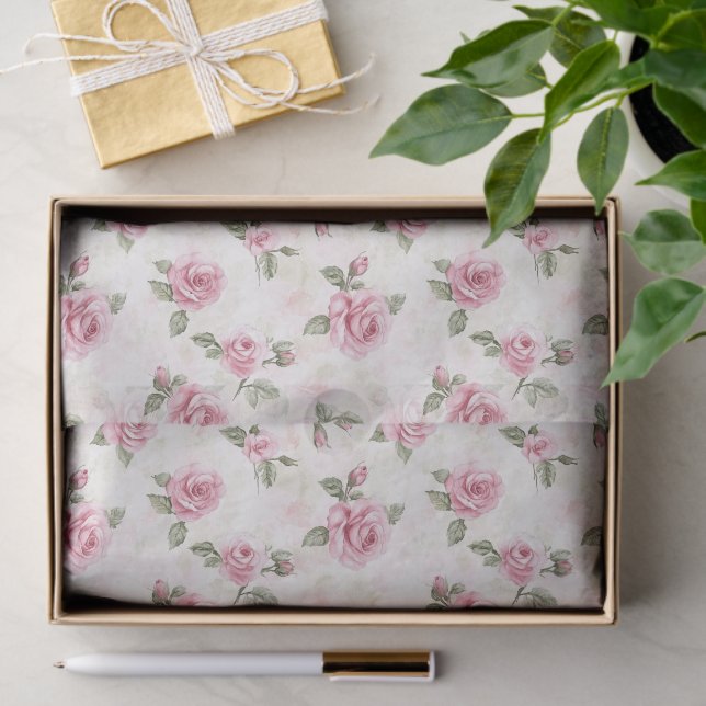 Papel De Seda Preciosas Rosas Rosadas Regadera Floral Nupcial (Regalo )