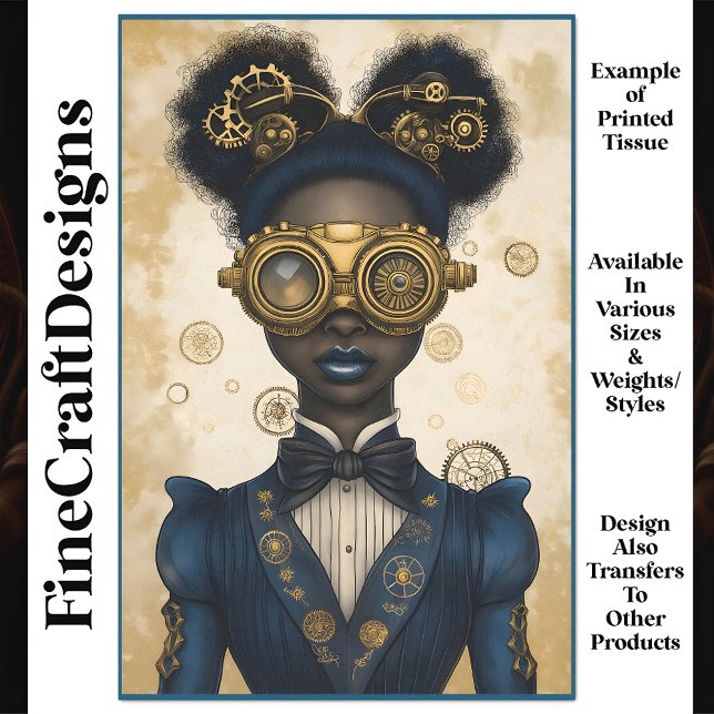Papel De Seda Precioso Conjunto Femenino Steampunk Azul P3 Decou (Subido por el creador)
