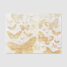 Papel De Seda precioso oro vintage, patrón de mariposas, dorado