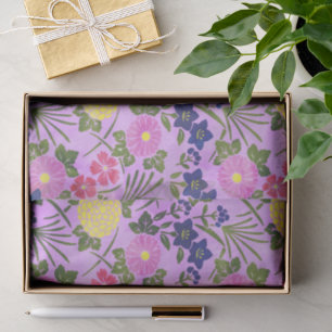 Papel De Seda Precioso patrón de flores vintage morado
