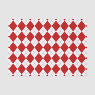 Papel De Seda Preppy Argyle Tartán Diamond Plage rojo blanco