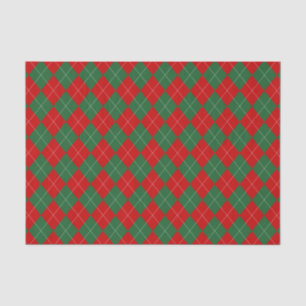 Papel De Seda Preppy Argyle Tartán Diamond Plage Verde Rojo