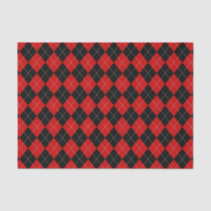Papel De Seda Preppy Argyle Tartán Diamond Plantado Rojo Negro