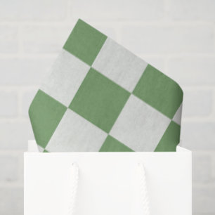 Papel De Seda Preppy Cuadros Verde Blanco Mod Retro