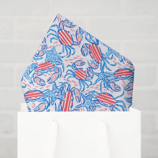 Papel De Seda Preppy Patriotic Crabs (Bolsa de regalo)