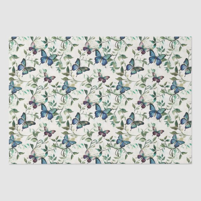 Papel De Seda Pretty Blue Butterflies Fiesta de Despedida de Sol (Anverso)
