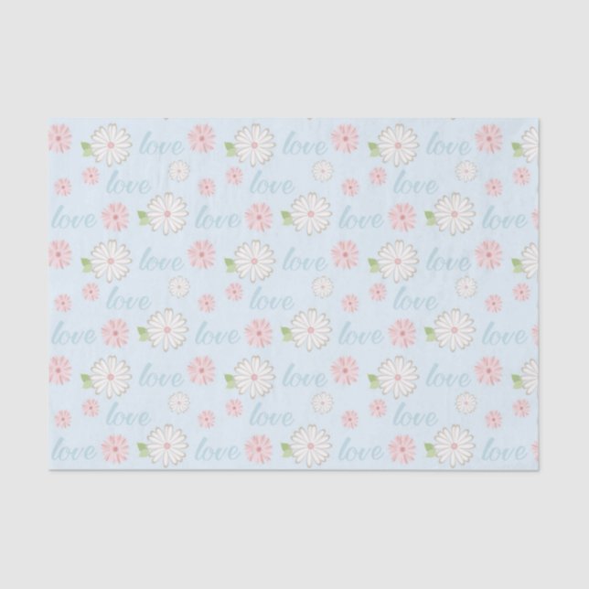 Papel De Seda Pretty Pastel Love and Flowers Pattern (Anverso)