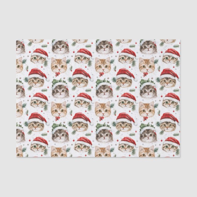 Papel De Seda  Pretty Pattern Christmas Cat Face Illustrations (Anverso)
