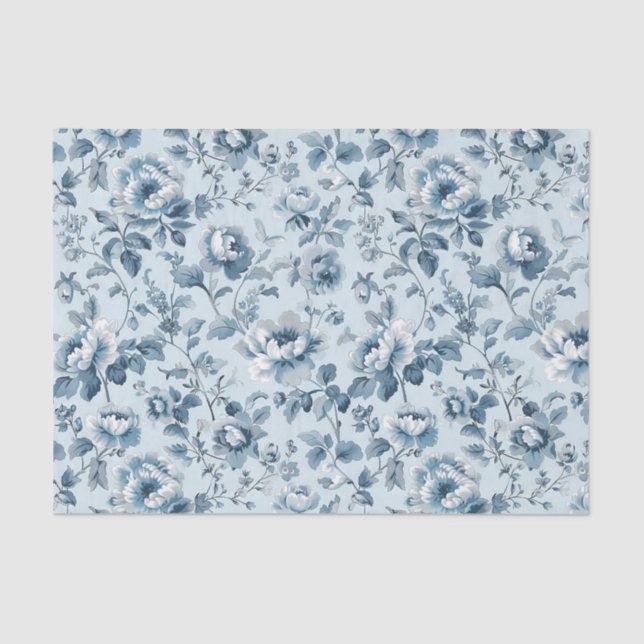 Papel De Seda Pretty Pattern of Flowers in Shades of Blue (Anverso)
