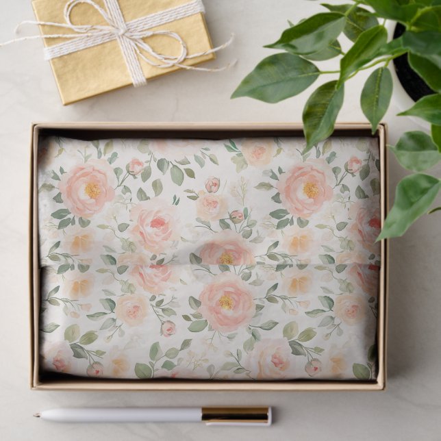 Papel De Seda Pretty Peach Flowers Bridal Shower (Regalo )