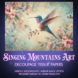 Papel De Seda Pretty Vintage Florals & Hummingbird Decoupage