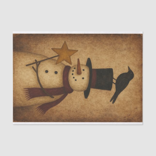 Papel De Seda Prim Snowman and Crow (Anverso)