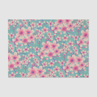 Papel De Seda Primavera cerezos en flor verde