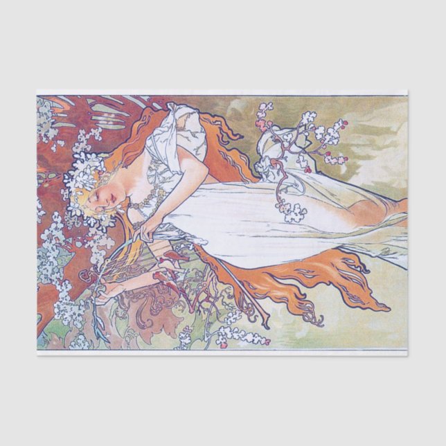 Papel De Seda Primavera (Cuatro Estaciones), Alphonse Mucha (Anverso)