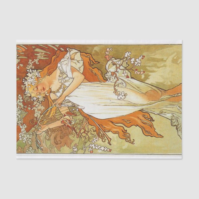 Papel De Seda Primavera de Alphonse Mucha (Anverso)