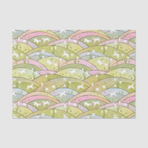 Papel De Seda Primavera de las colinas con cabras y gotas de nie