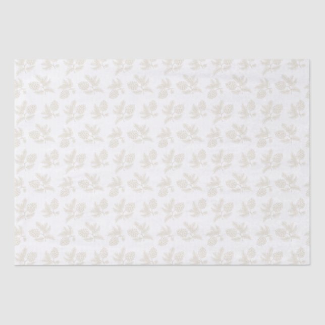 Papel De Seda Primavera de marfil con vacaciones de pinecones (Anverso)