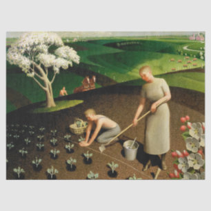 Papel De Seda Primavera en el país por Grant Wood