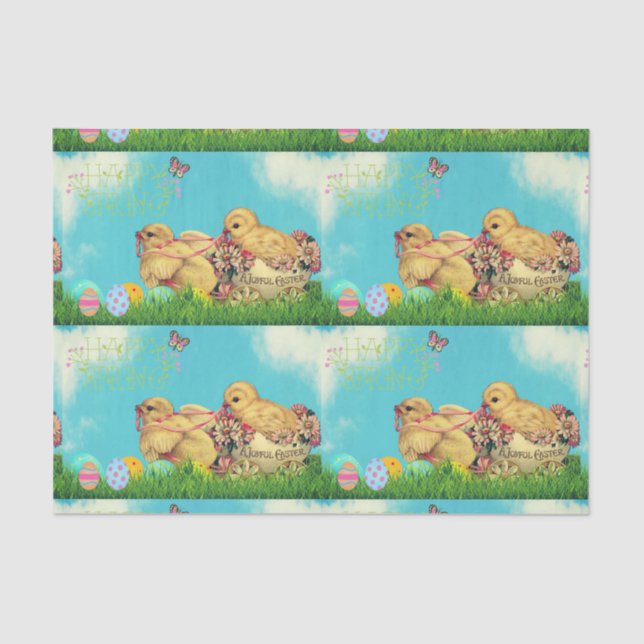 Papel De Seda Primavera feliz, Pascua alegre. Embalaje del (Anverso)