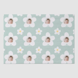 Papel De Seda Primer cumpleaños daisy boho retro turquesa amaril