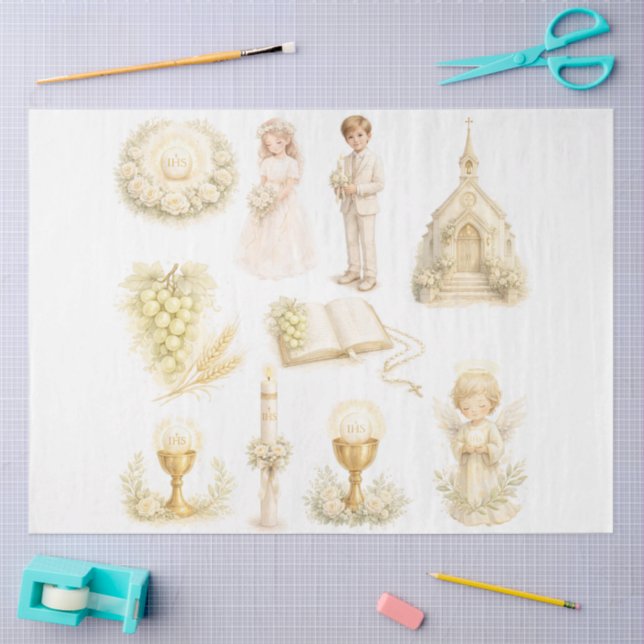 Papel De Seda Primera Comunión Diseño #7 (Artesanía)