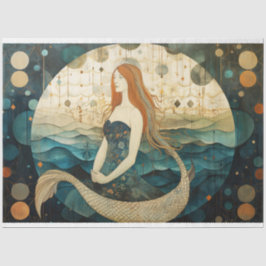 Papel De Seda Primitiva Mermaid Red Hair Decoupage Celeste