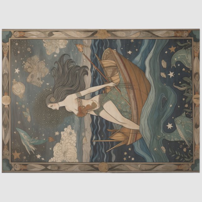 Papel De Seda Primitiva Sirenita En Un Despacho De Pintura De Ba (Anverso)