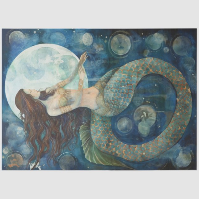Papel De Seda Primitiva Sirenita y Moon Pintando Desnudos (Anverso)