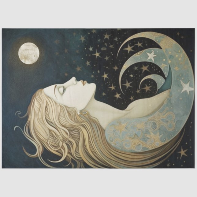 Papel De Seda Primitive Moon Goddess Painting Decoupage (Anverso)