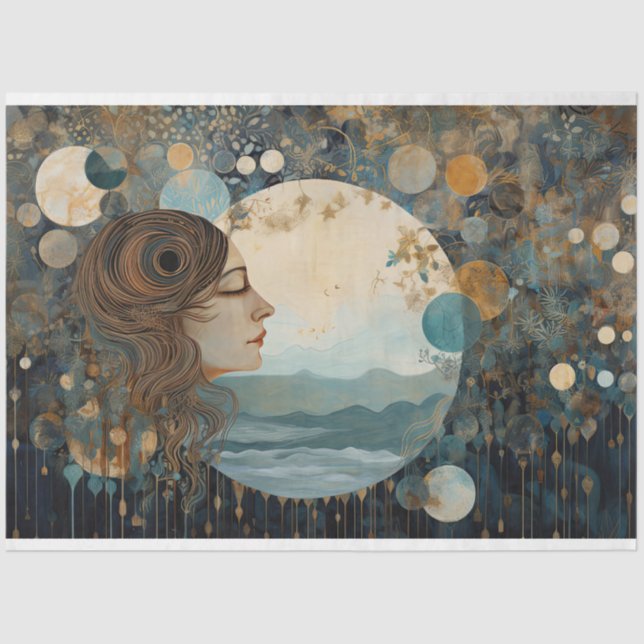 Papel De Seda Primitive Rustic Celestial Night Sky Decoupage (Anverso)