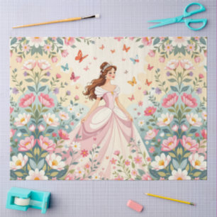 Papel De Seda Princesa linda con mariposas