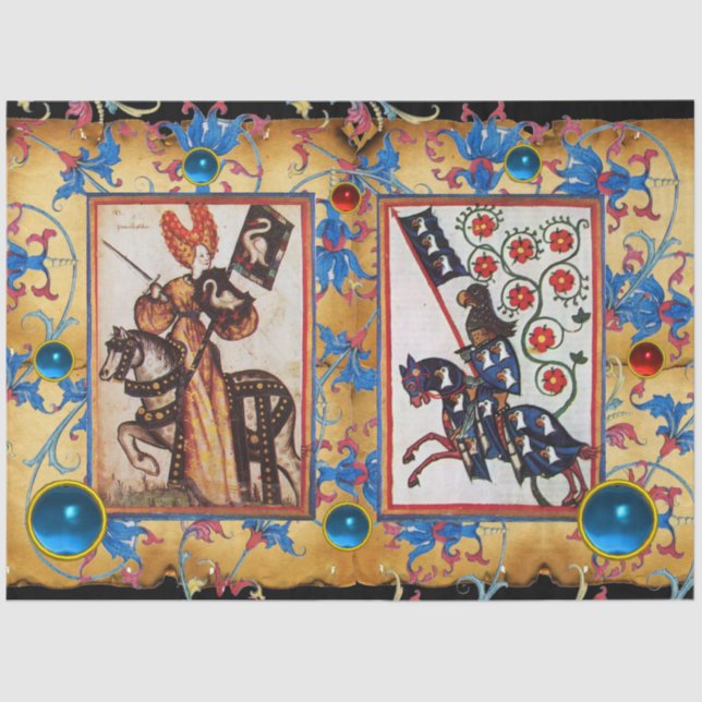 PAPEL DE SEDA PRINCESA PENTHESILEA Y AZUL KNIGHT EN HORSEBACO (Anverso)