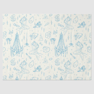 Papel De Seda Princesa Sirena Fantasía Oceánica Azul Patrón Toil