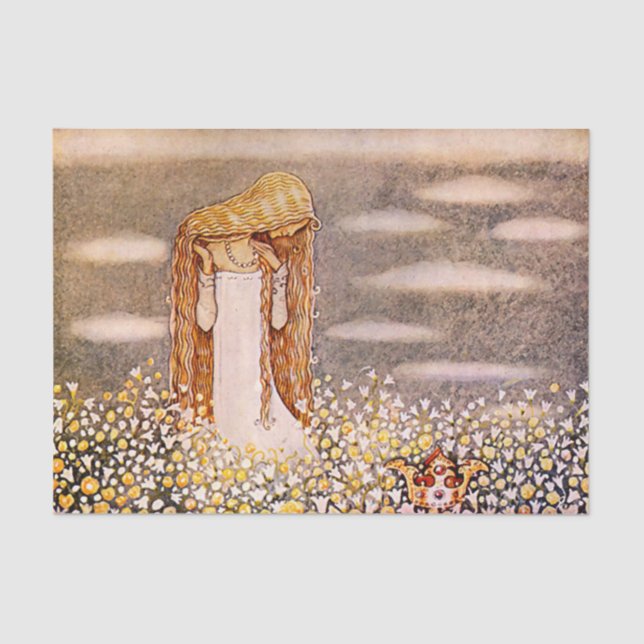 Papel De Seda "Princesa Tuvstarr" acuarela John Bauer (Anverso)