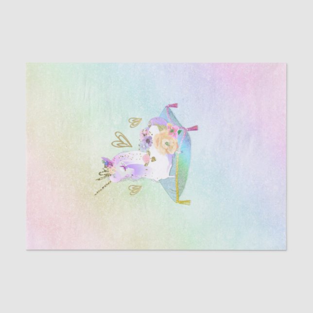 Papel De Seda Princesa Unicornio Arcoíris Pastel Fiesta Iridesce (Anverso)