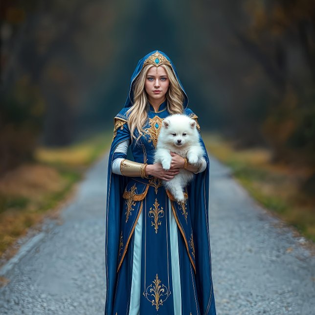 Papel De Seda Princesas francesas azules con perros blancos pequ (Subido por el creador)