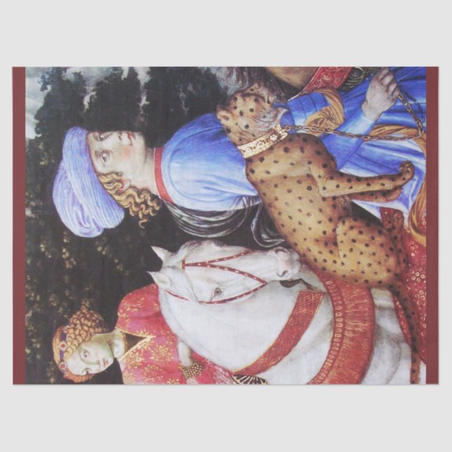 Papel De Seda Procesión de Magus Melchior, Caballos Riders, Gato (Anverso)