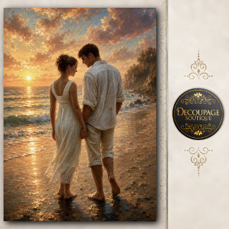 Papel De Seda Promesas de puesta de sol junto al mar Decoupage