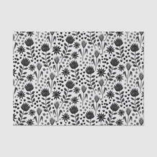 Papel De Seda Protea Bloque floral Imprimir Millefleur blanco ne