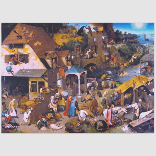 Papel De Seda Proverbios de los Países Bajos, Pieter Bruegel, el (Anverso)