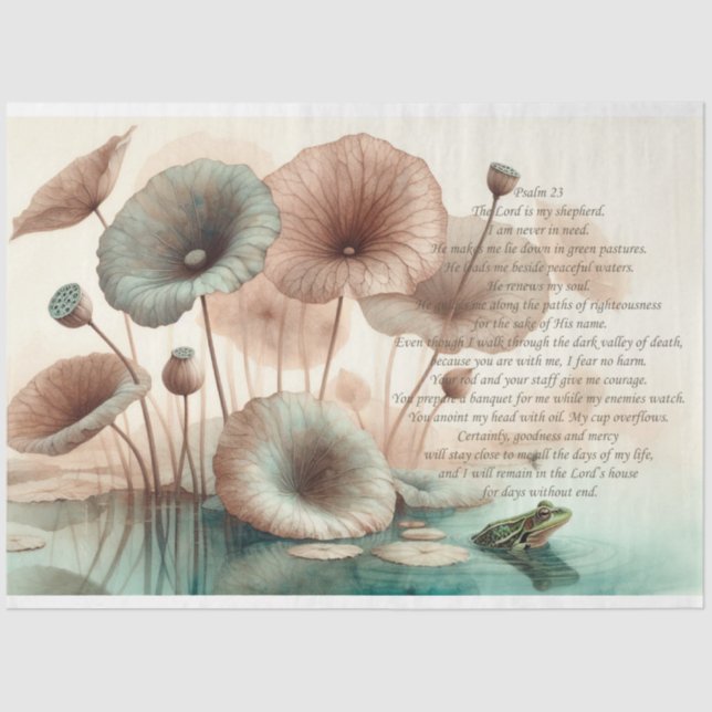 Papel De Seda Psalm 23 Lotus, Frog Pond Decoupage (Anverso)