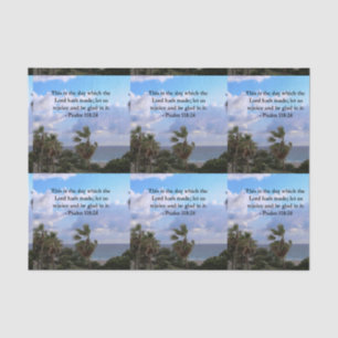 PAPEL DE SEDA PSALM TROPICAL 118:24 ÁRBOLES DE OCÉANO Y PALMERAS