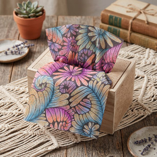 Papel De Seda Psicodélico Boho Neon Swirl Floral Boutique