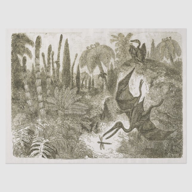 Papel De Seda Pterodactyl Beige de época prehistórica (Anverso)