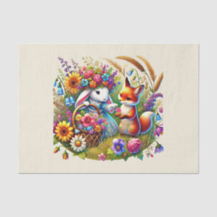 Papel De Seda Pterografía de conejo de animales de bosque