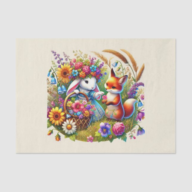 Papel De Seda Pterografía de conejo de animales de bosque (Anverso)